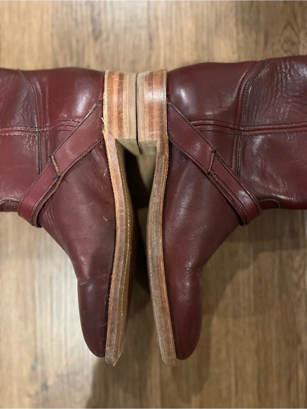 Frye Tall Leather Riding Boots in Burgundy 6.5
